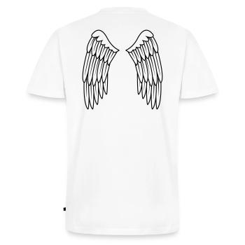 Angel wings wing angel back black white - Men's Premium Organic T-shirt with V-neck - white - Back - Nico (187cm)