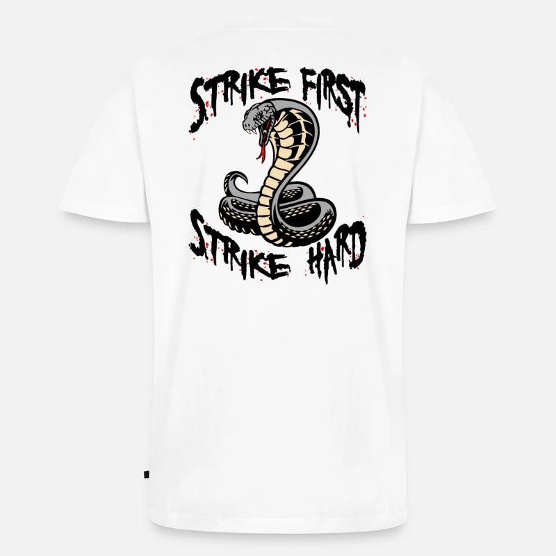 Cobra Strike First Strike Hard - Männer Premium Bio T-Shirt mit V-Ausschnitt - Weiß