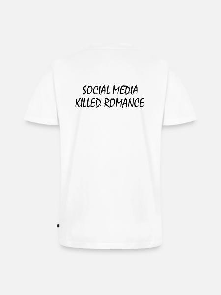 social media killed romance - Premium økologisk T-shirt med V-hals til mænd - hvid