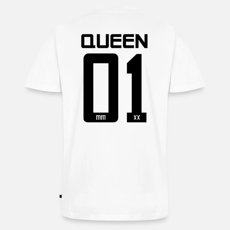 King - Queen Geschenk Geschenkidee - Männer Premium Bio T-Shirt mit V-Ausschnitt - Weiß