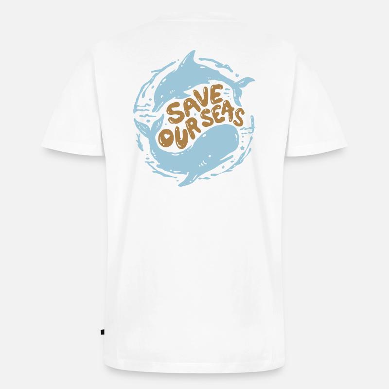 Save our seas - Männer Premium Bio T-Shirt mit V-Ausschnitt - Weiß