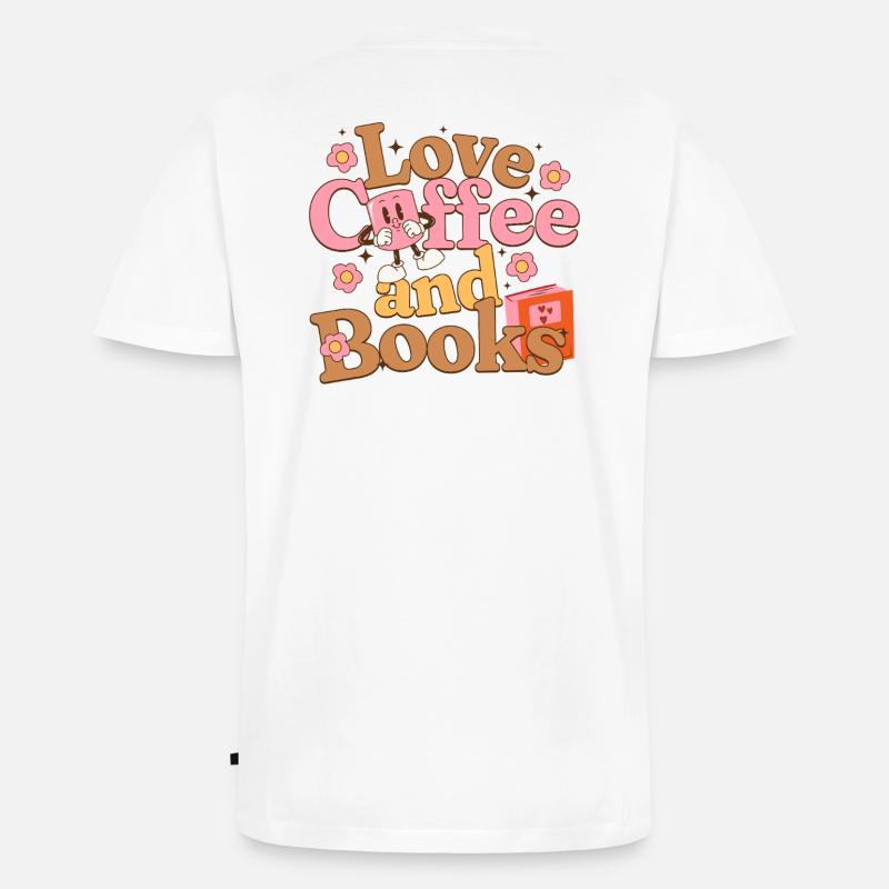 Liebe Kaffee und Bücher - Männer Premium Bio T-Shirt mit V-Ausschnitt - Weiß