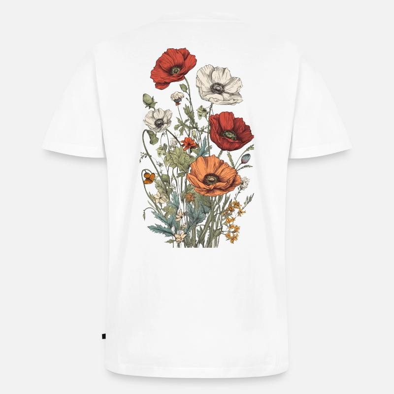 Wunderschönes Boho Mohn Herbarium Bouquet - Männer Premium Bio T-Shirt mit V-Ausschnitt - Weiß