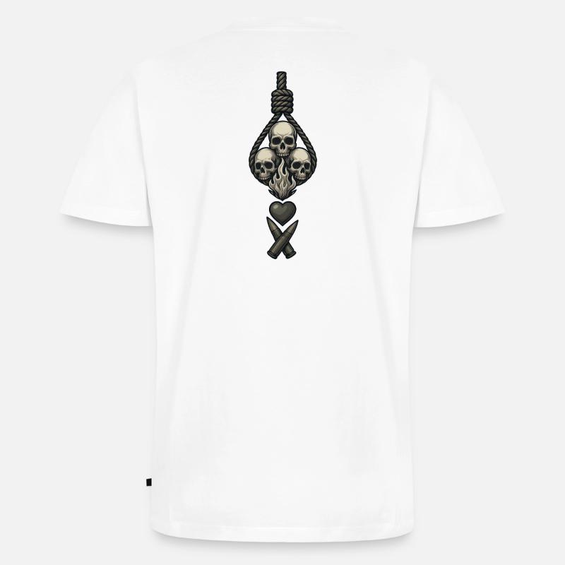 Avi Collection – Skulls & Flame - Männer Premium Bio T-Shirt mit V-Ausschnitt - Weiß