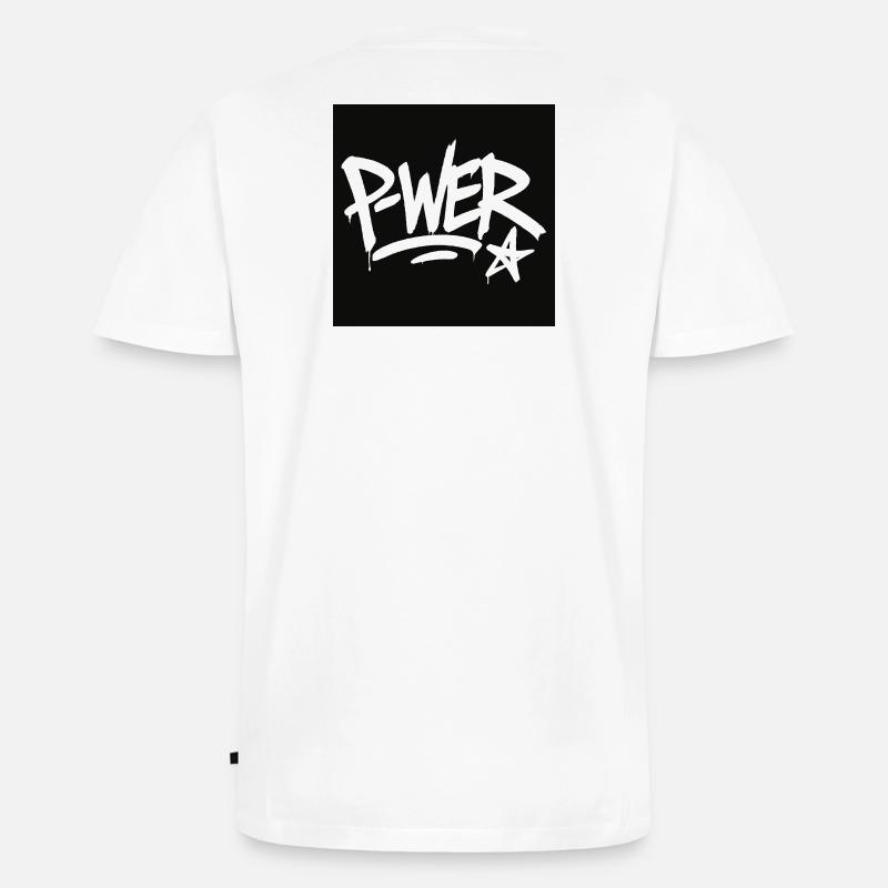 Graffiti-Stil Power-Text-Design - Männer Premium Bio T-Shirt mit V-Ausschnitt - Weiß