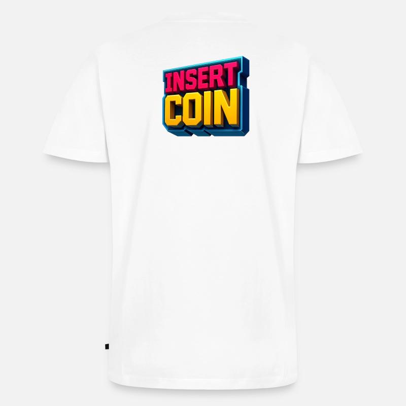 Neon Retro Gaming Design - Männer Premium Bio T-Shirt mit V-Ausschnitt - Weiß