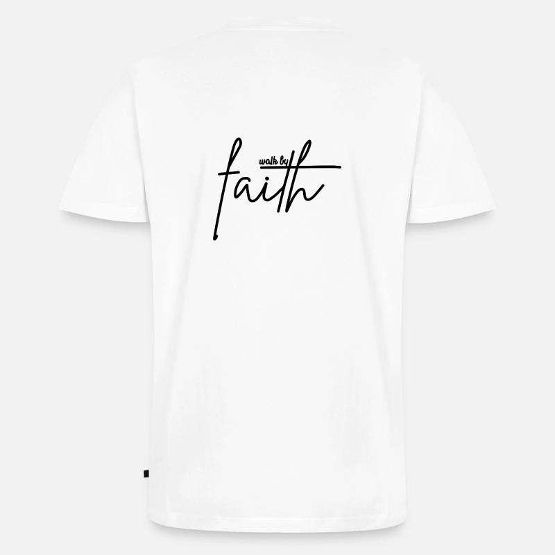 Wandeln Sie im Glauben - Männer Premium Bio T-Shirt mit V-Ausschnitt - Weiß
