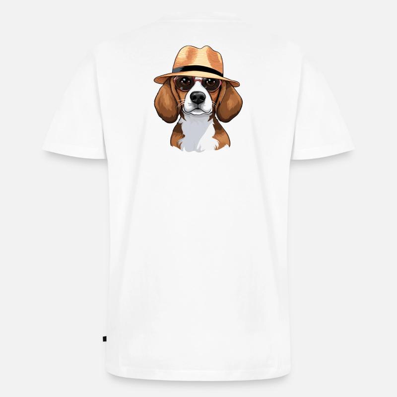 Cavalier Re Carlo, Beagle, Cane - Maglietta ecologica premium da uomo con scollo a V - bianco