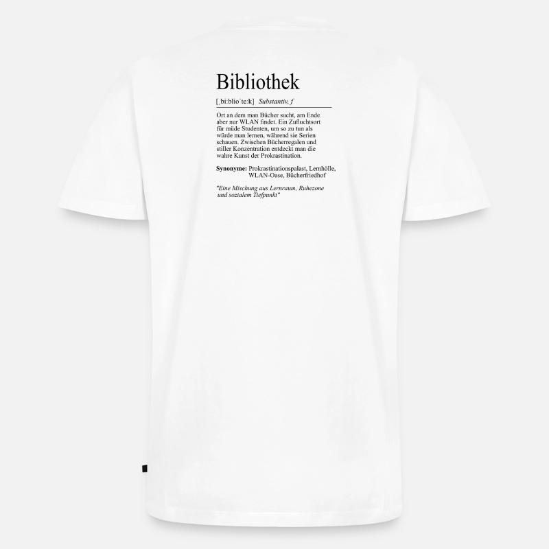 Unispruch "Bibliothek" Student Geschenk, Studenten - Männer Premium Bio T-Shirt mit V-Ausschnitt - Weiß