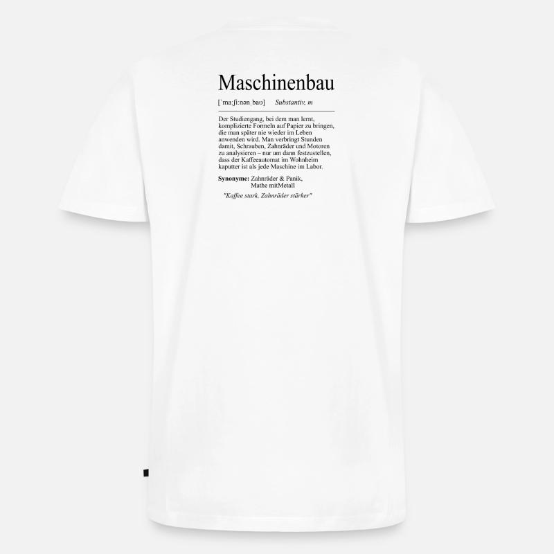 Unispruch "Maschinenbau" Geschenk, Studenten - Männer Premium Bio T-Shirt mit V-Ausschnitt - Weiß