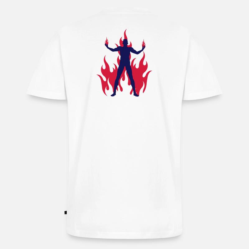 rocking devil - rockender teufel - flammen flames - Männer Premium Bio T-Shirt mit V-Ausschnitt - Weiß
