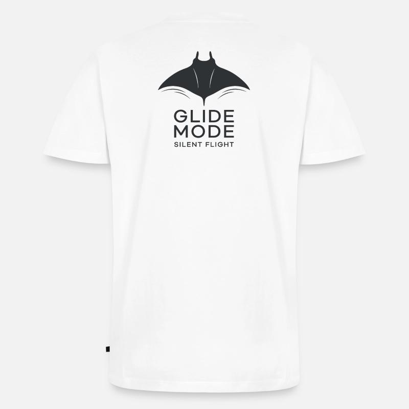 GLIDE MODE – minimalistische Mantarochen-Silhouett - Männer Premium Bio T-Shirt mit V-Ausschnitt - Weiß