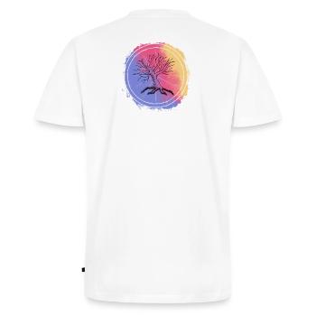 Colored Tree - Men's Premium Organic T-shirt with V-neck - white - Back - Nico (187cm)