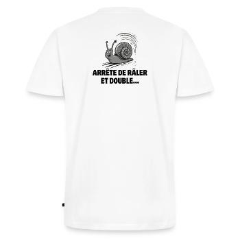 kørekort, snegl, hastighed - Premium økologisk T-shirt med V-hals til mænd - hvid - Bagpå - Nico (187cm)