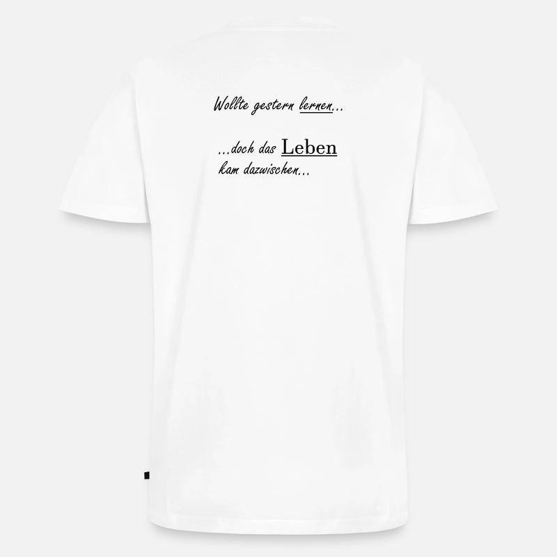 Unispruch "Wollte gestern lernen" Studenten - Männer Premium Bio T-Shirt mit V-Ausschnitt - Weiß