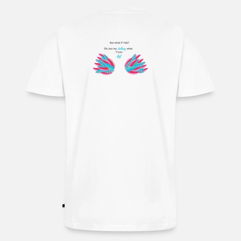 BUT WHAT IF I FALL? - Männer Premium Bio T-Shirt mit V-Ausschnitt - Weiß
