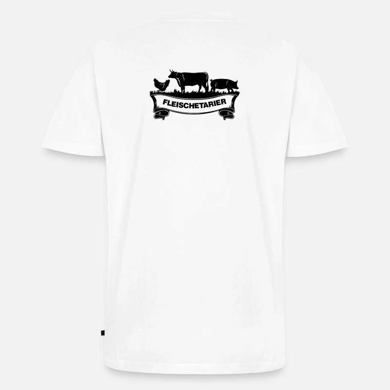 Fleischetarier Fleischliebhaber Shirt - Männer Premium Bio T-Shirt mit V-Ausschnitt - Weiß