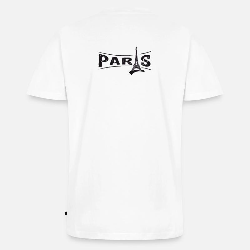 PARIS mit Eiffelturm - Männer Premium Bio T-Shirt mit V-Ausschnitt - Weiß