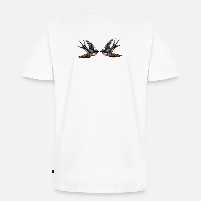 Schwalben – Rockabilly - Männer Premium Bio T-Shirt mit V-Ausschnitt - Weiß