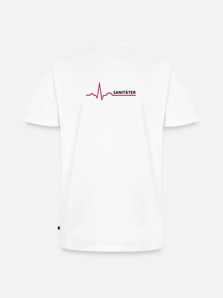 Sanitäter Schrifzug - Männer Premium Bio T-Shirt mit V-Ausschnitt - Weiß