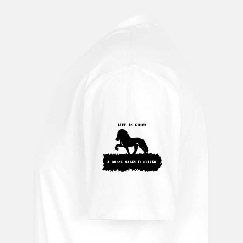 Spruch 2 mit Pferd 1 schwarz - Männer Premium Bio T-Shirt mit V-Ausschnitt - Weiß