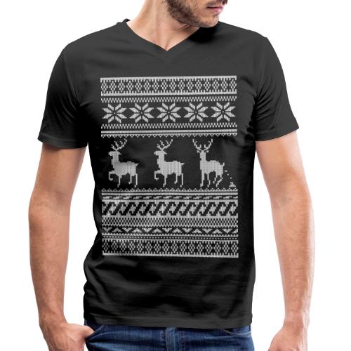 Ugly Christmas Sweater Rentier Muster (lustig) - Männer Bio-T-Shirt mit V-Ausschnitt von Stanley & Stella