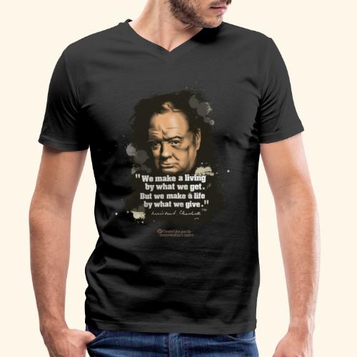 Churchill Zitat über Geben und Nehmen - Stanley/Stella Männer Bio-T-Shirt mit V-Ausschnitt