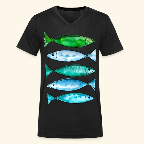 poissons marins verts - T-shirt bio col V Stanley/Stella Homme