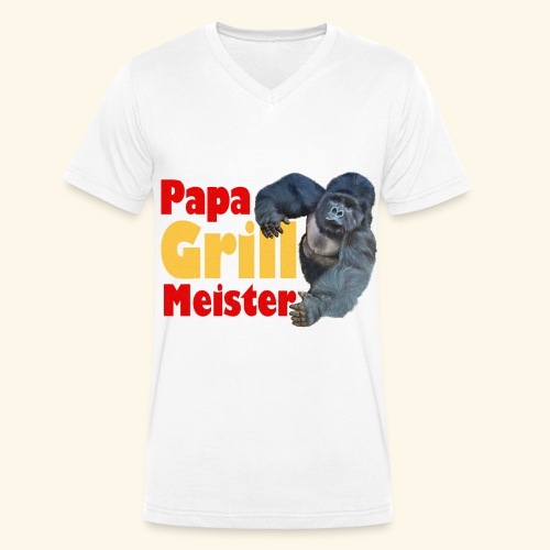 Papa Grillmeister Gorilla Sommer Grill Party - Stanley/Stella Männer Bio-T-Shirt mit V-Ausschnitt