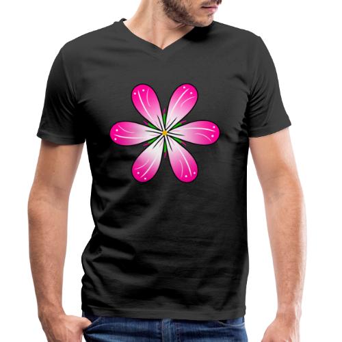 pinke Blüte Blumenmuster Blumenranke Blumenwiese - Stanley/Stella Männer Bio-T-Shirt mit V-Ausschnitt