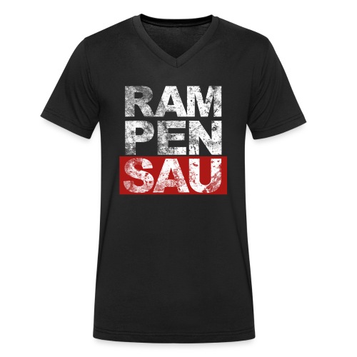 RAMPENSAU (Weiß/Rot) - Männer Bio-T-Shirt mit V-Ausschnitt von Stanley & Stella