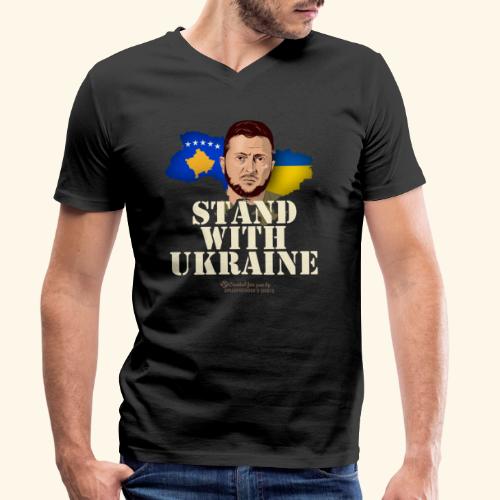 Stand with Ukraine Kosovo T-Shirt Design - Männer Bio-T-Shirt mit V-Ausschnitt von Stanley & Stella