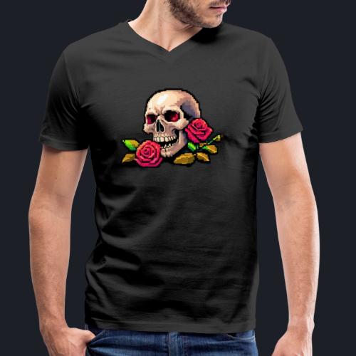 8Bit Skull - Red eyes - Stanley/Stella Männer Bio-T-Shirt mit V-Ausschnitt