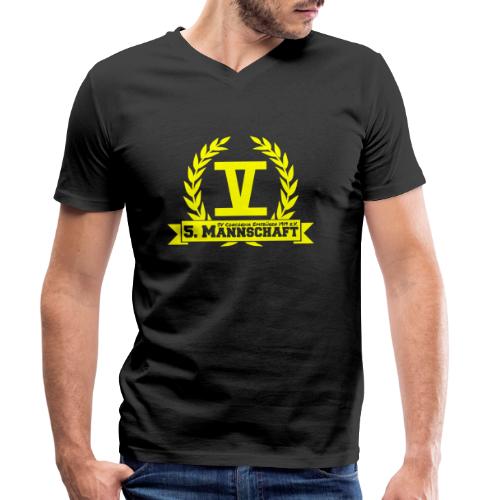 V mit College-Schriftzug - Gelb - Männer Bio-T-Shirt mit V-Ausschnitt von Stanley & Stella