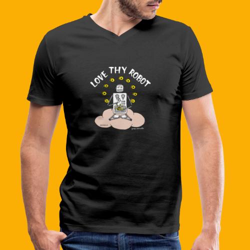 Dat Robot: Love Thy Robot Buddha Dark - Mannen bio T-shirt met V-hals van Stanley & Stella