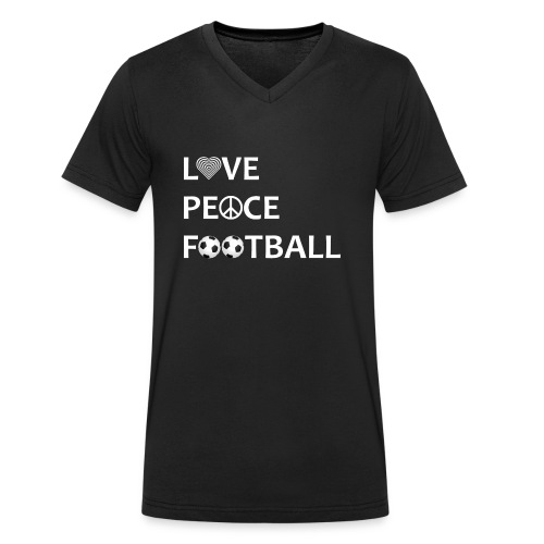 Football Shirt Love Peace Football black - Men's Organic V-Neck T-Shirt by Stanley & Stella