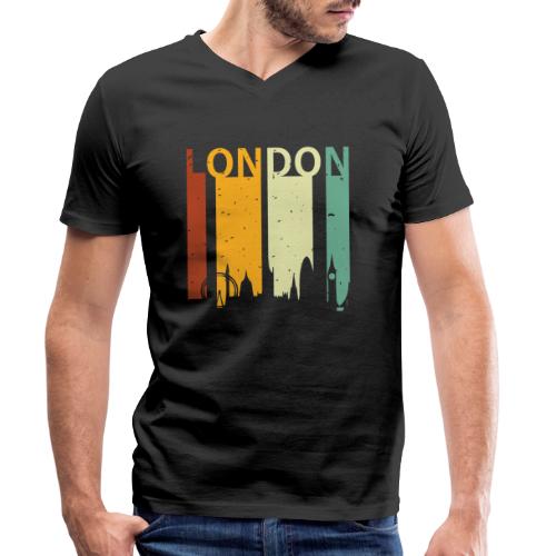 London Retro Stripes Sunset Skyline Vintage London - Männer Bio-T-Shirt mit V-Ausschnitt von Stanley & Stella