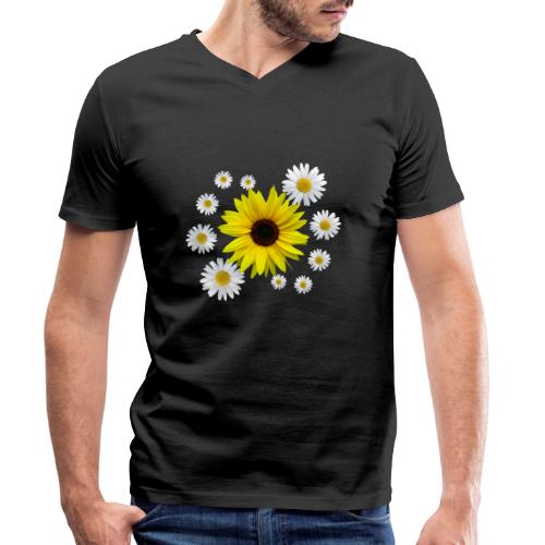Sonnenblume mit Margeriten Blüten, floral, Blume - Männer Bio-T-Shirt mit V-Ausschnitt von Stanley & Stella