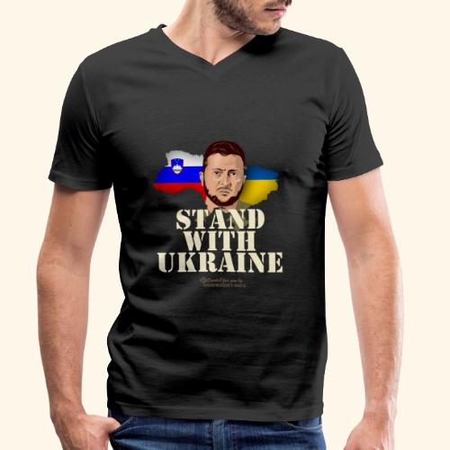 Slowenien Stand with Ukraine - Männer Bio-T-Shirt mit V-Ausschnitt von Stanley & Stella