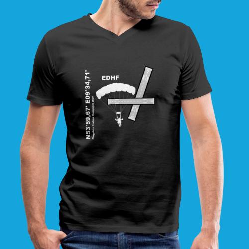 Flugplatz EDHF Design, Koordinaten und Fallschirm - Stanley/Stella Männer Bio-T-Shirt mit V-Ausschnitt