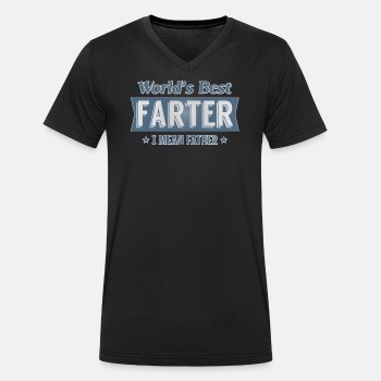 World's best farter - I mean father - Organic V-neck T-shirt for men