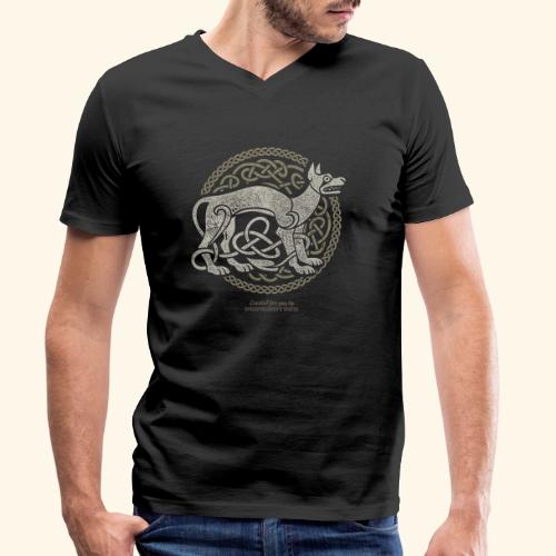 Irland T Shirt Hund und keltisches Ornament - Männer Bio-T-Shirt mit V-Ausschnitt von Stanley & Stella