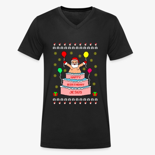 Happy Birthday Jesus Ugly Christmas - Männer Bio-T-Shirt mit V-Ausschnitt von Stanley & Stella