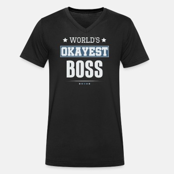 World's Okayest Boss - Organic V-neck T-shirt for men