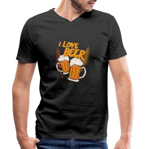 I Love Beer - Männer Bio-T-Shirt mit V-Ausschnitt von Stanley & Stella