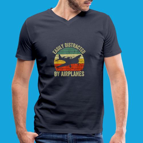 Easily Distracted by Airplanes - Stanley/Stella Männer Bio-T-Shirt mit V-Ausschnitt
