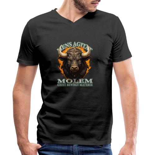 MENS AGITAT MOLEM - Geist bewegt Materie - Büffel - Stanley/Stella Männer Bio-T-Shirt mit V-Ausschnitt