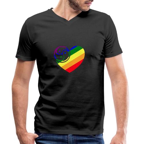 Regenbogen Triskelenherz - Stanley/Stella Männer Bio-T-Shirt mit V-Ausschnitt