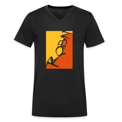 Männer-T-Shirt Robin scripted, schwarz - Stanley/Stella Männer Bio-T-Shirt mit V-Ausschnitt