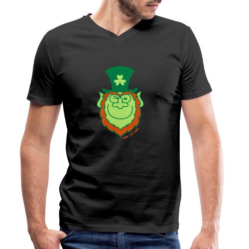 St Paddy's Day Leprechaun Winking and Smiling - Stanley/Stella Men's Organic V-Neck T-Shirt 